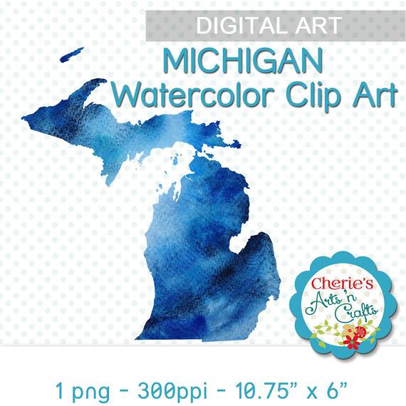 570x570 Michigan Watercolor Clip Art Png Clip Art Michigan Etsy - Michigan Watercolor