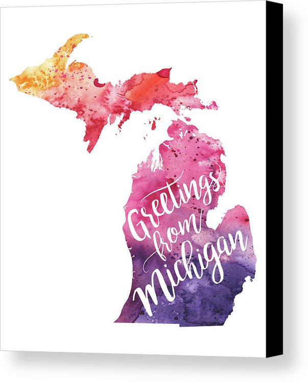 603x750 Michigan Watercolor Map - Michigan Watercolor