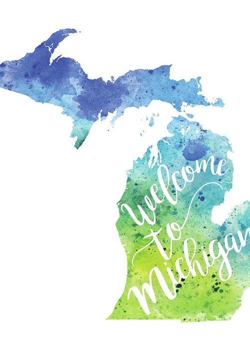 500x700 Michigan Watercolor Map - Michigan Watercolor