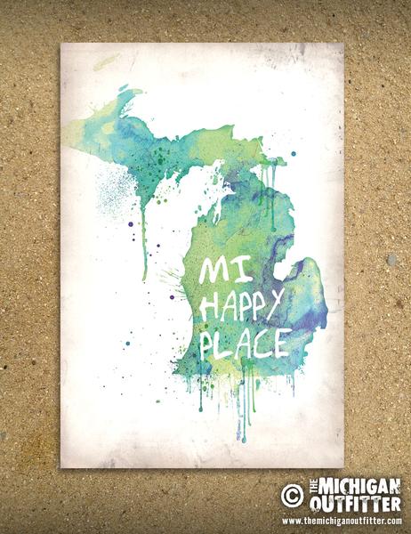 462x600 Michigan Watercolor Postcard The Michigan Outfitter - Michigan Watercolor