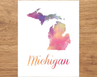 340x270 Michigan Watercolor Etsy - Michigan Watercolor