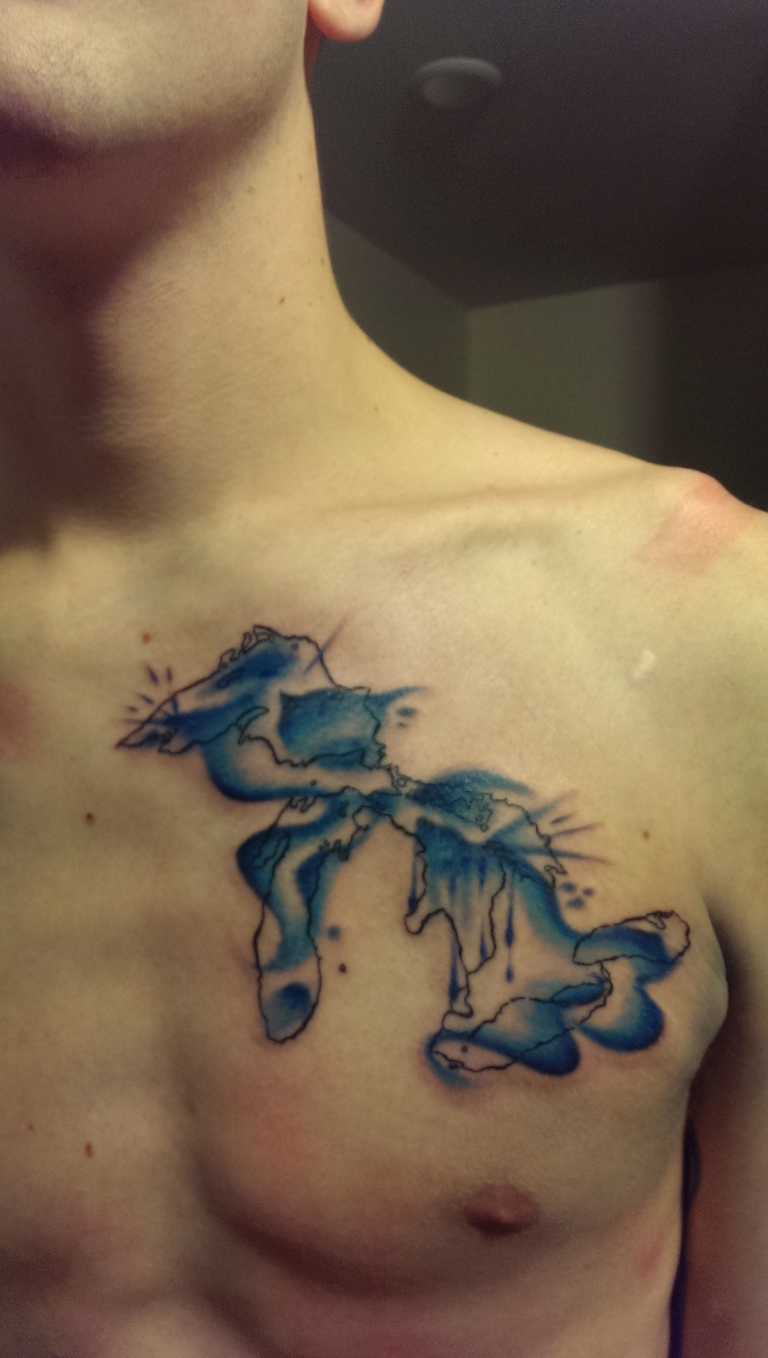 1520x2688 My Great Lakesmichigan Watercolor Tattoo. Done By Joey - Michigan Watercolor