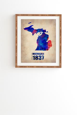 320x480 Atmichigan Watercolor Map Art Products Deny Designs - Michigan Watercolor