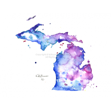 380x380 Michigan Map - Michigan Watercolor