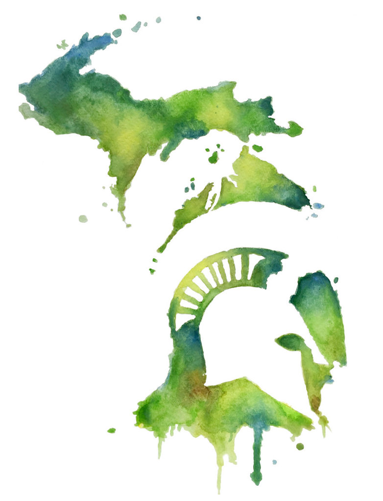 782x1021 Michigan State Spartan In Watercolor By Slightly Spartan - Michigan Watercolor