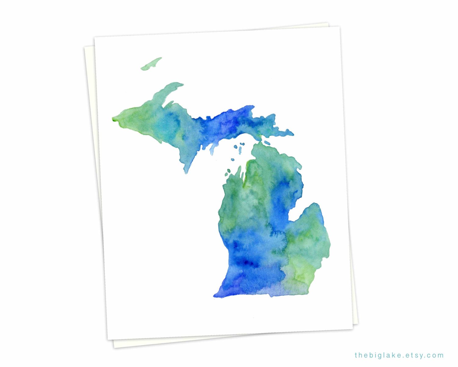 1500x1200 Michigan Summertime Michigan Watercolor Card Michigan Cards - Michigan Watercolor