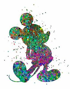236x300 Abstract Watercolor Splatter Silhouette Art Print Inspired Disney - Mickey Mouse Watercolor