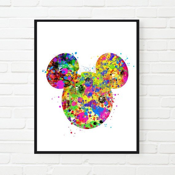 570x570 Mickey Mouse Art, Watercolor Print Mickey Mouse Instant Download - Mickey Mouse Watercolor
