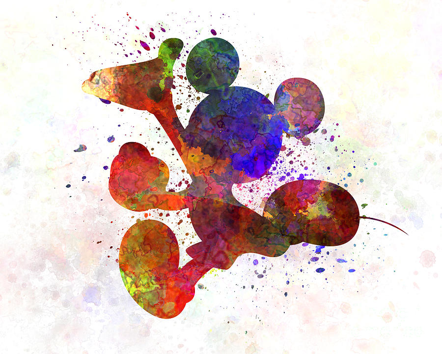 900x720 Mickey Mouse In Watercolor Painting By Pablo Romero - Mickey Mouse Watercolor