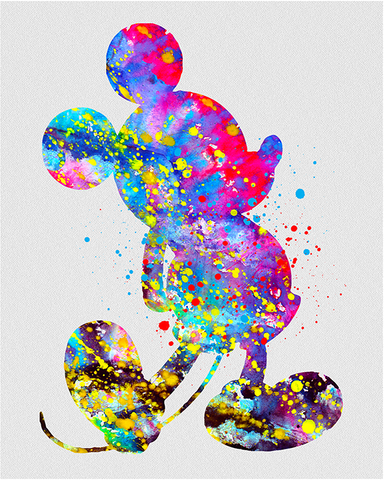 384x480 Mickey Mouse Watercolor Art Print Disney - Mickey Mouse Watercolor