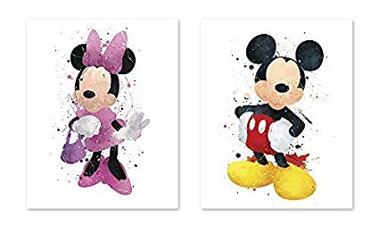 425x253 Mickey Mouse Inspired Watercolor Coloring Poster - Mickey Mouse Watercolor
