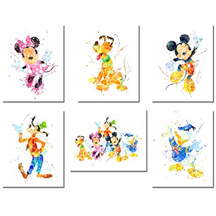 425x425 Mickey Mouse Wall Art Watercolor Poster Prints - Mickey Mouse Watercolor