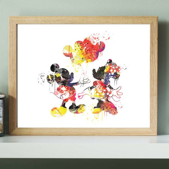 570x570 Disney Mickey Mouse Wedding Print,disney Mickey Minnie Watercolor - Mickey Mouse Watercolor
