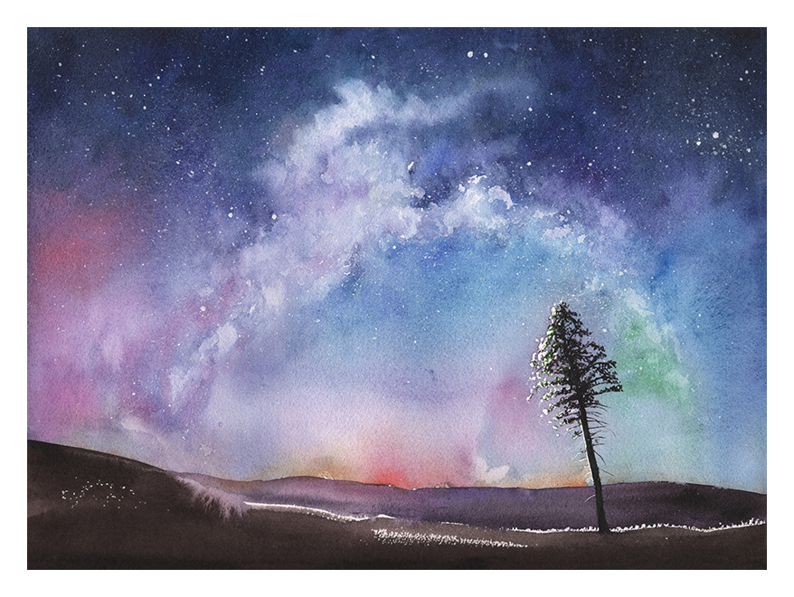 878x660 Milky Way Watercolor Animal Paintings - Milky Way Watercolor