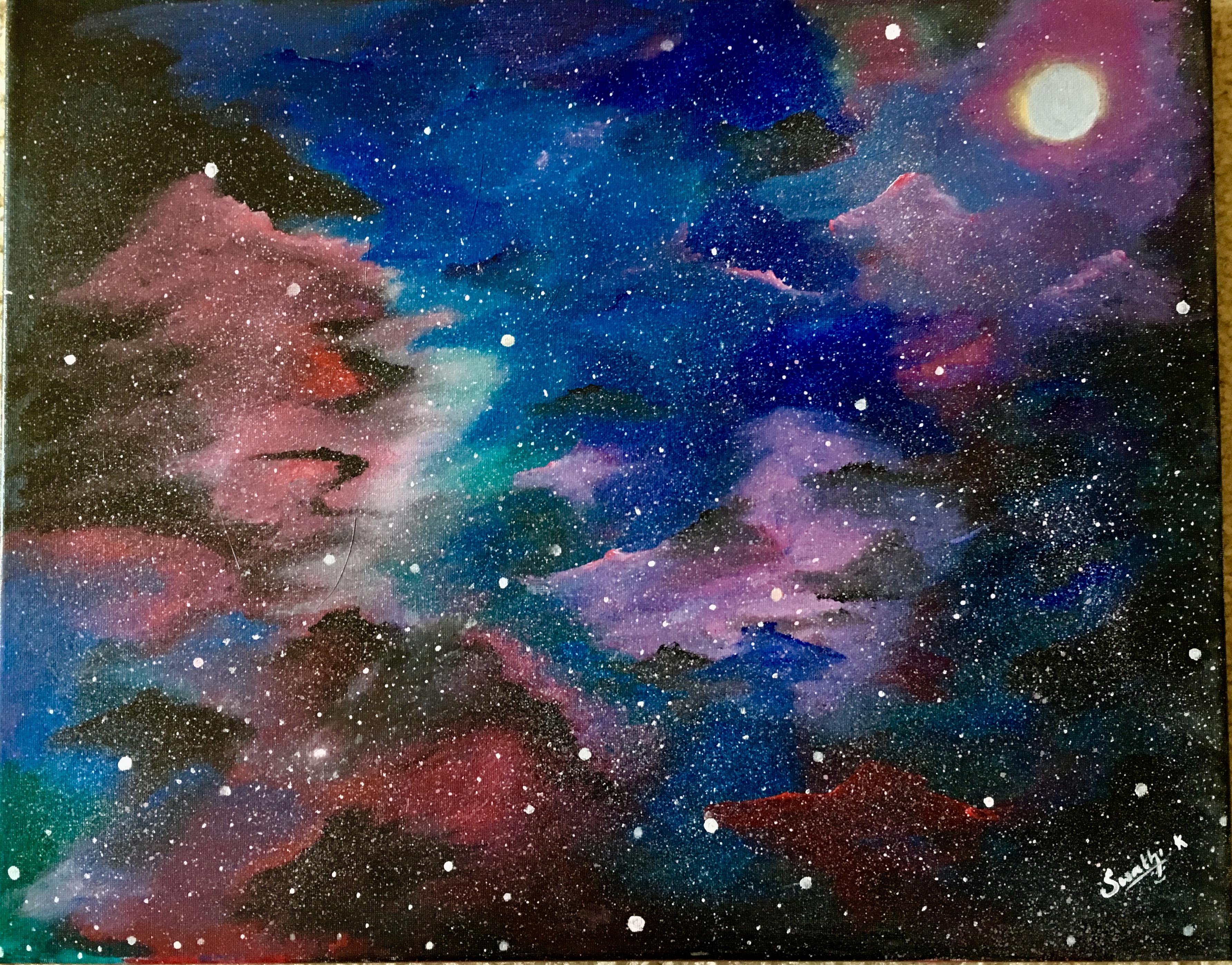 3568x2794 Milky Way Original Abstract Acrylic Painting Swathiartwork - Milky Way Watercolor