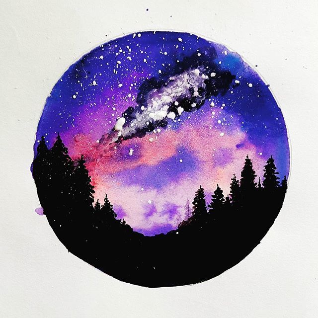 640x640 Milky Way Watercolor Galaxy Painting - Milky Way Watercolor