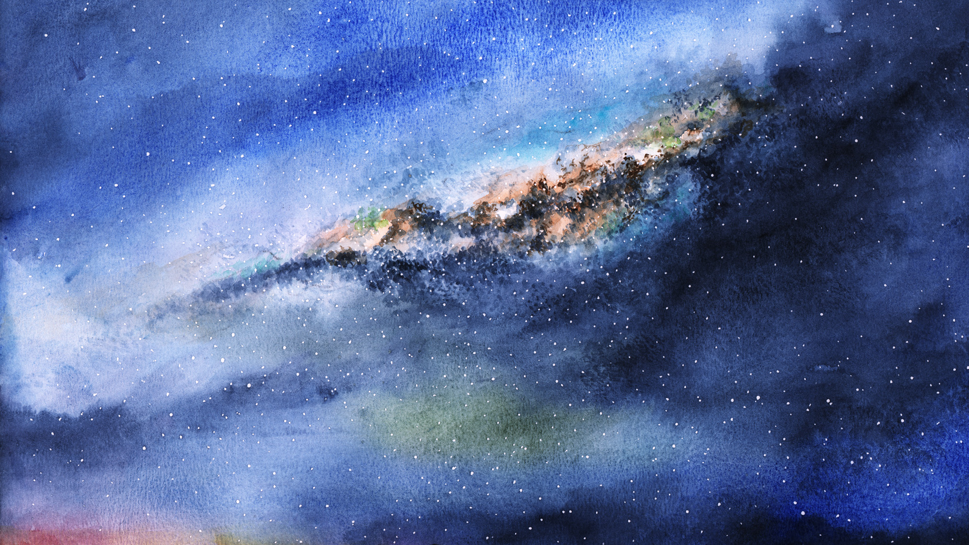 1920x1080 Our Milky Way - Milky Way Watercolor