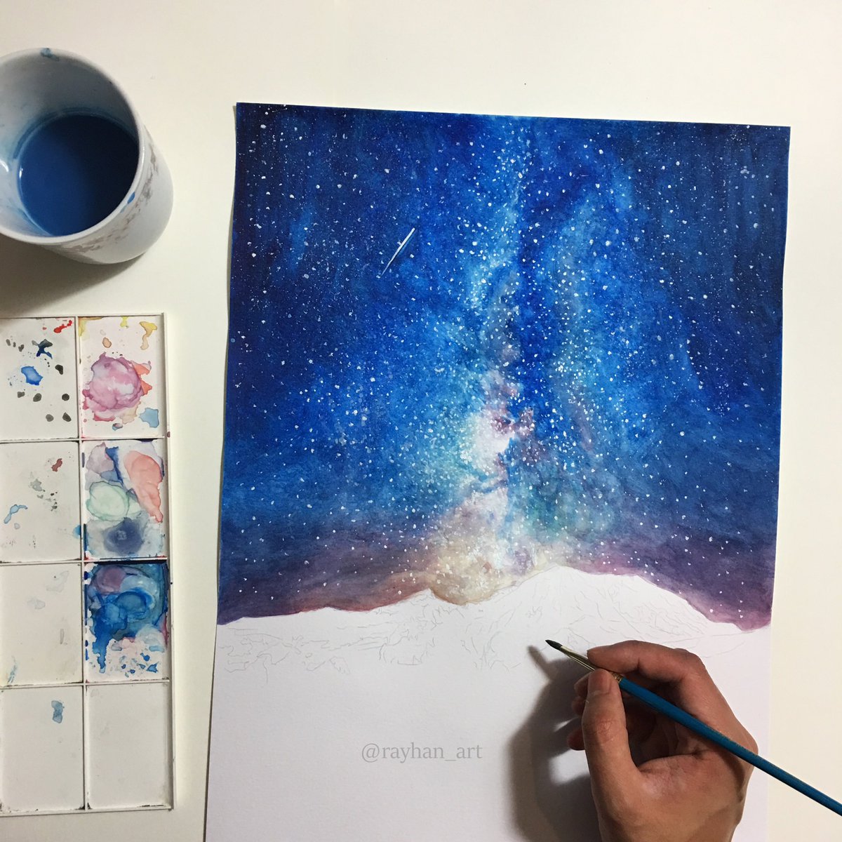1200x1200 Rayhan On Twitter Experimenting On Some New Watercolour Paper, A - Milky Way Watercolor