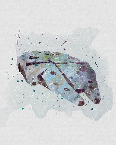 384x480 Millennium Falcon Star Wars Watercolor Art - Millennium Falcon Watercolor