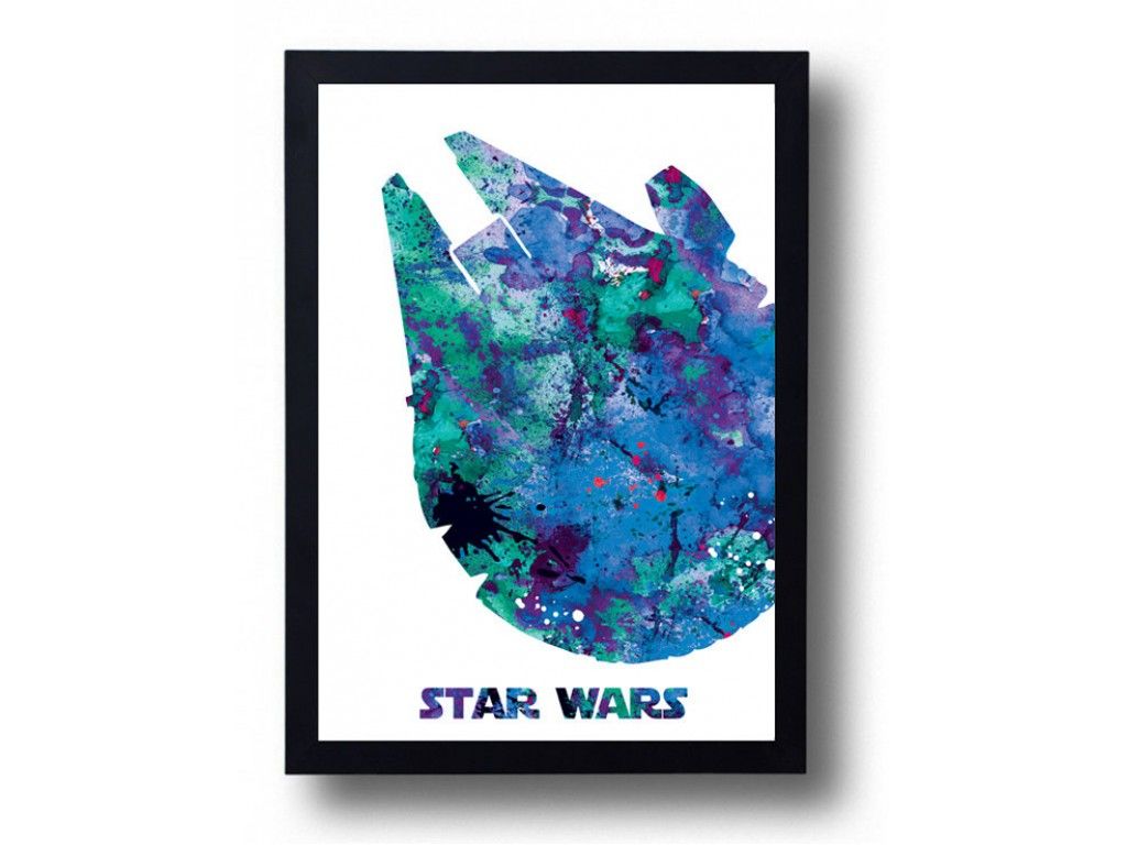 1024x768 Millennium Falcon Watercolor Art Print Millennium Falcon Poster - Millennium Falcon Watercolor