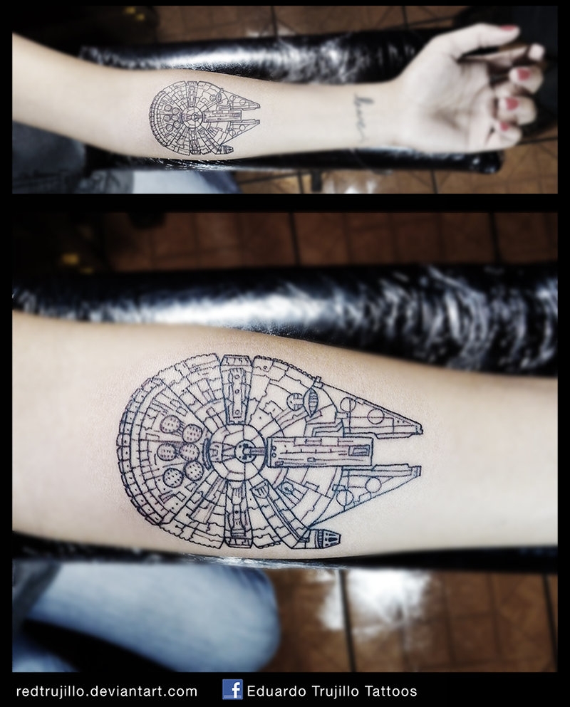 800x993 Millennium Falcon Blue Print Tattoo By Redtrujillo - Millennium Falcon Watercolor