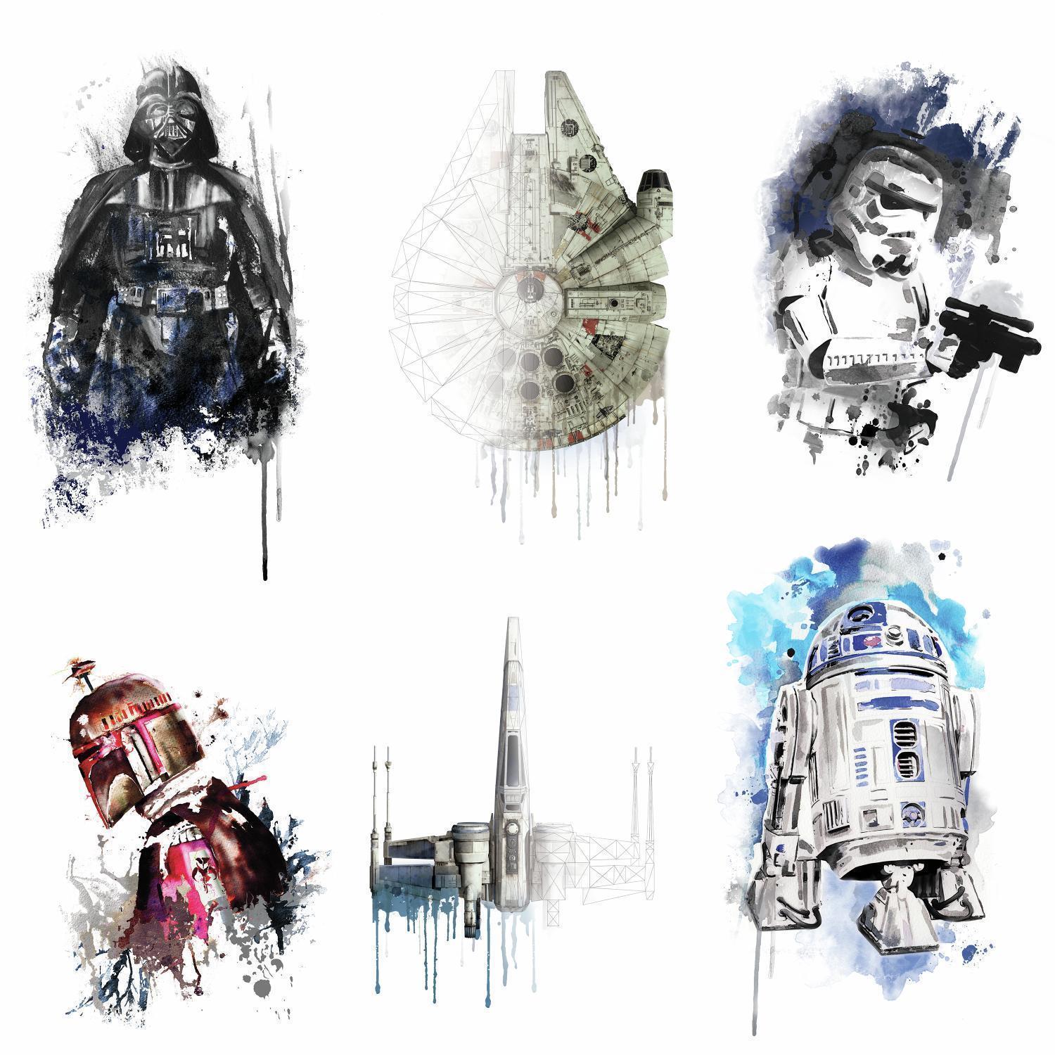 1500x1500 Star Wars Watercolor Wall Decals Stickers Darth Vader Millennium - Millennium Falcon Watercolor