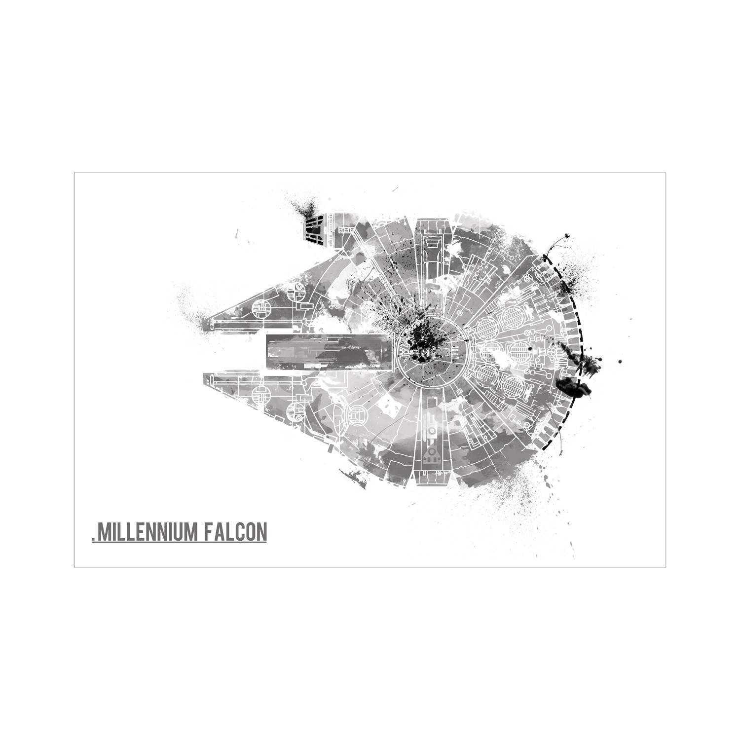 1500x1500 Star Wars Harshness Millennium Falcon (16l X 12h - Millennium Falcon Watercolor