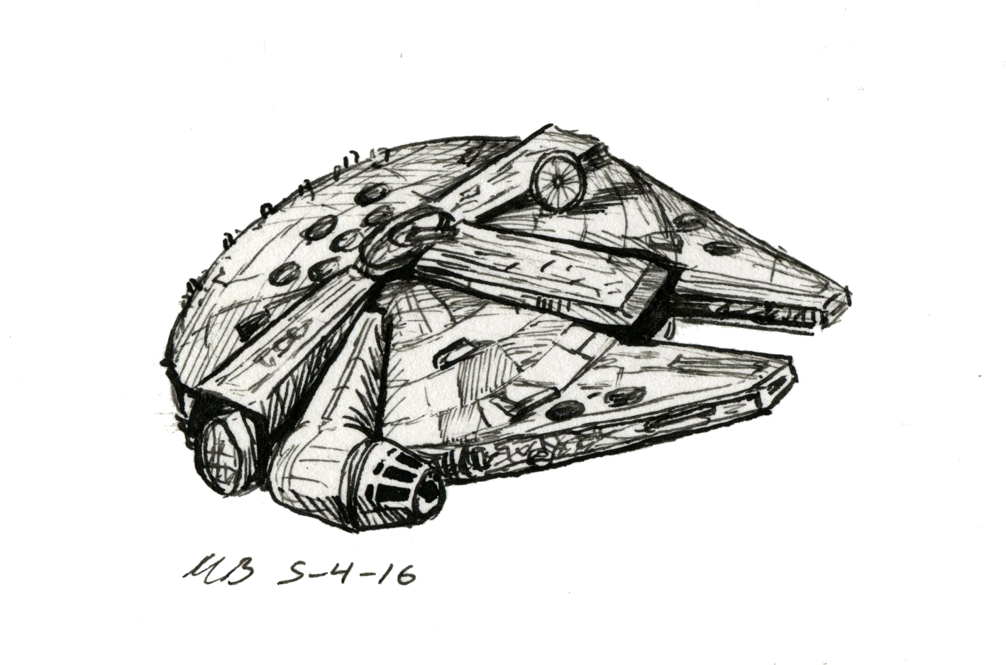1418x937 Star Wars The Aspiring Illustrator - Millennium Falcon Watercolor