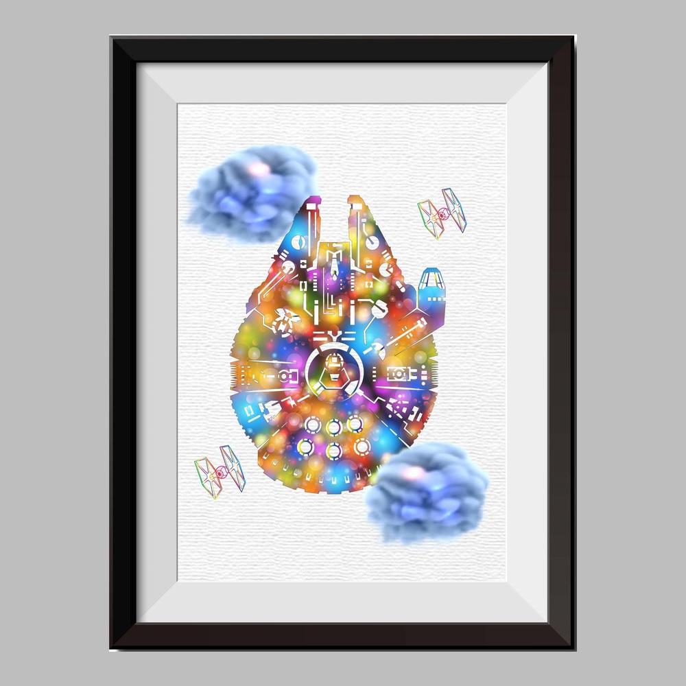 1000x1000 Star Wars Inspiredthe Millennium Falcon Watercolor Print Nursery - Millennium Falcon Watercolor