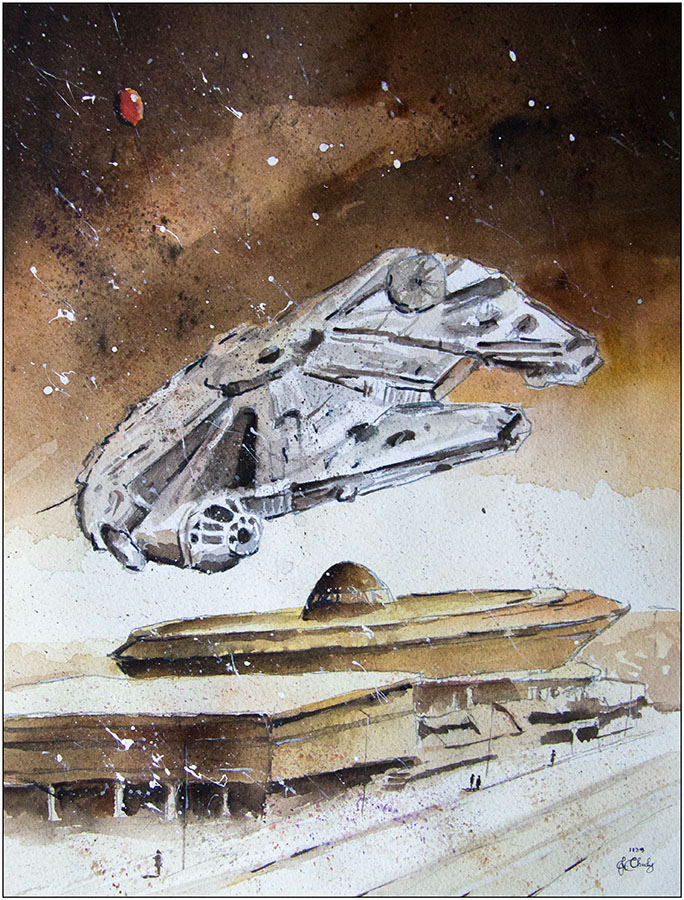 684x900 Design Stack A Blog About Art, Design And Architecture Paintings - Millennium Falcon Watercolor