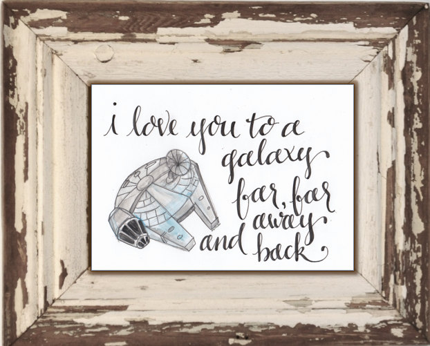 622x501 Starwars Millennium Falcon Watercolor Amp Calligraphy I Love You To - Millennium Falcon Watercolor