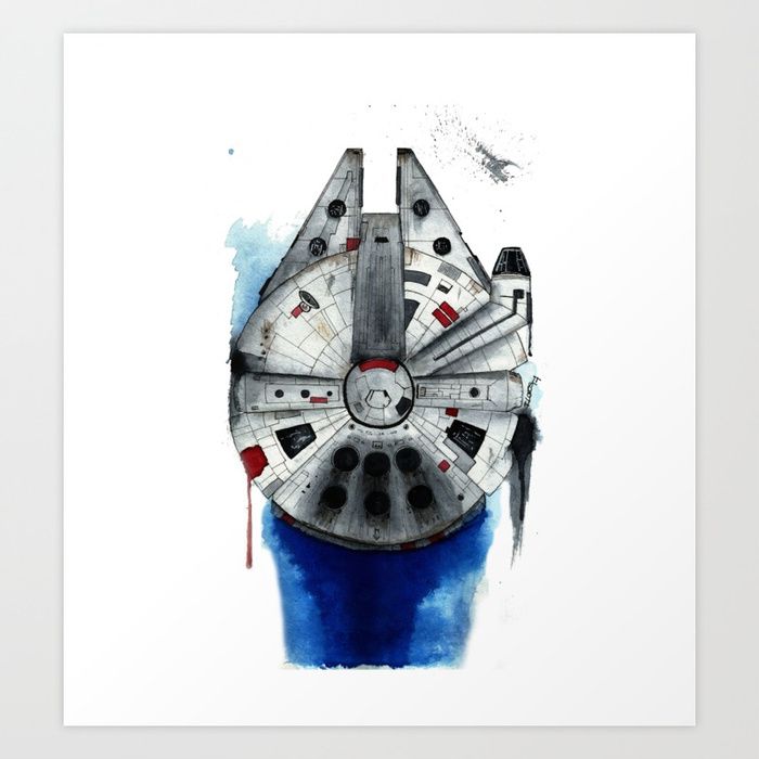 700x700 Millenium Falcon Space Star Wars Ship Han Solo Watercolor - Millennium Falcon Watercolor