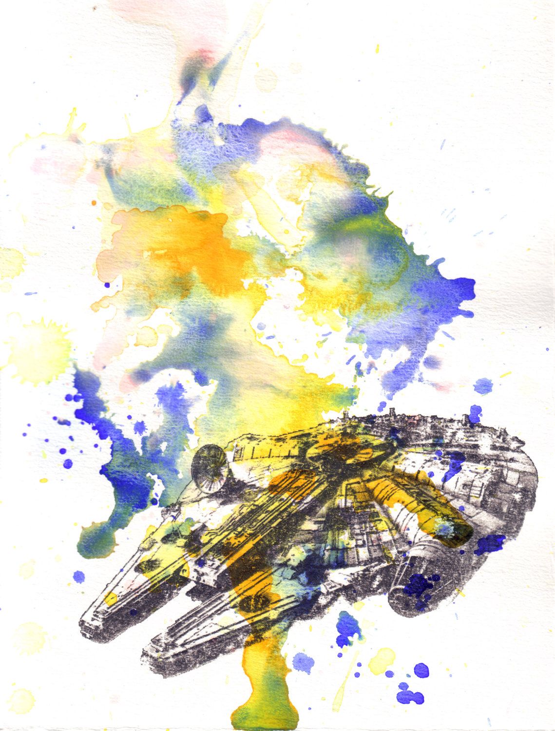 1139x1500 Millenium Falcon Watercolor Painting Star Wars - Millennium Falcon Watercolor