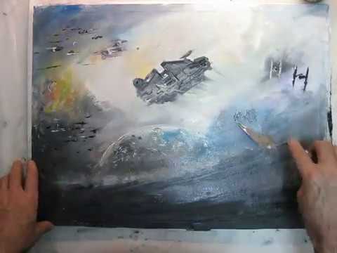 480x360 Millennium Falcon Modern Painting On Canvas - Millennium Falcon Watercolor