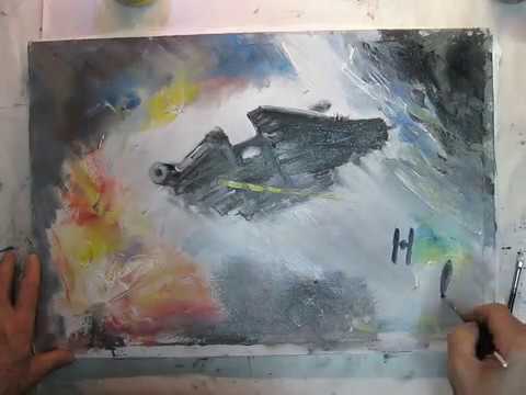 480x360 Millennium Falcon Painting By Naci Caba - Millennium Falcon Watercolor