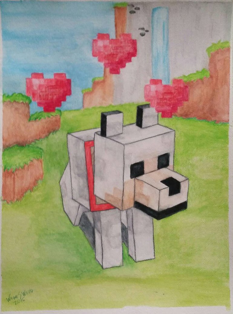 770x1037 Minecraft Wolfdog By Vampslayr4 - Minecraft Watercolor.