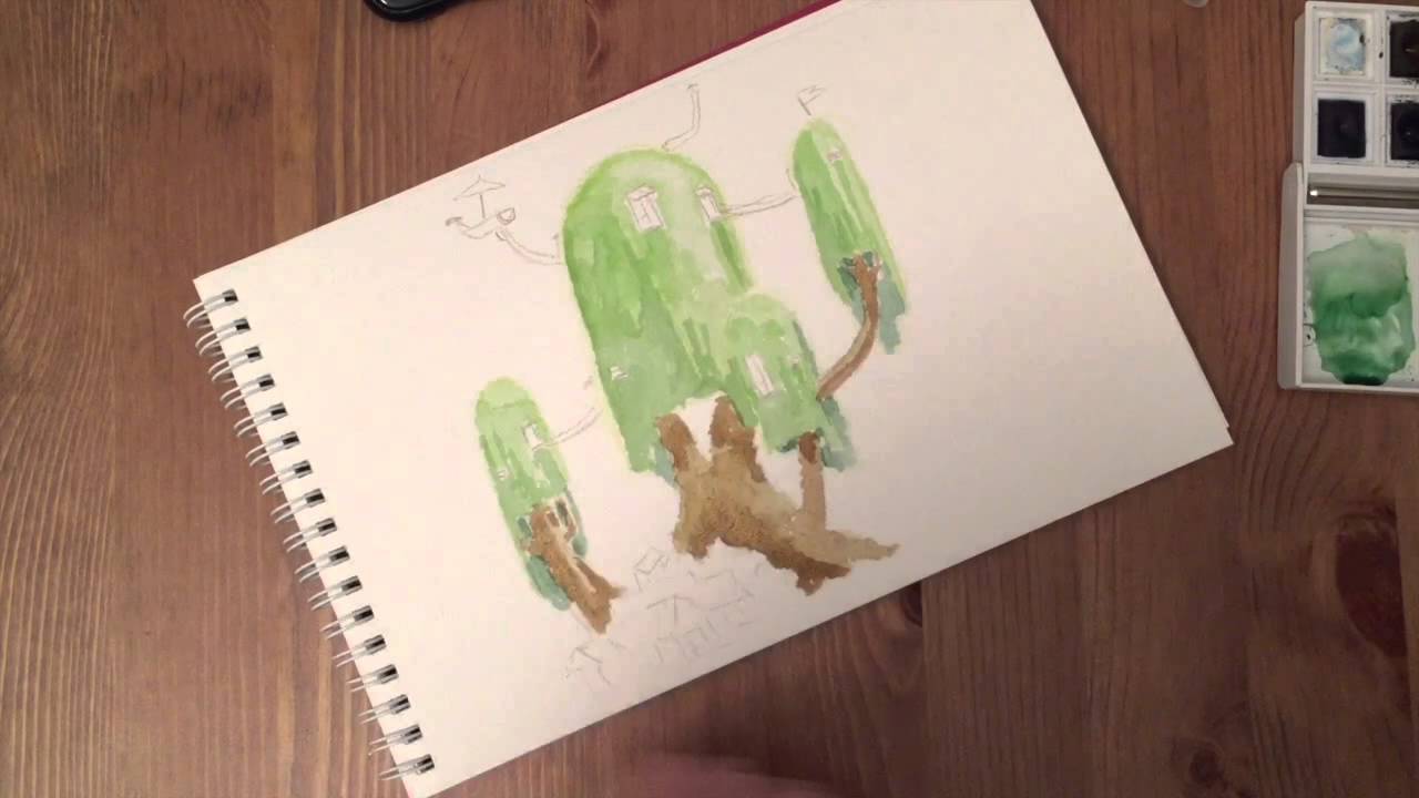 1280x720 Adventure Time Treehouse - Minecraft Watercolor