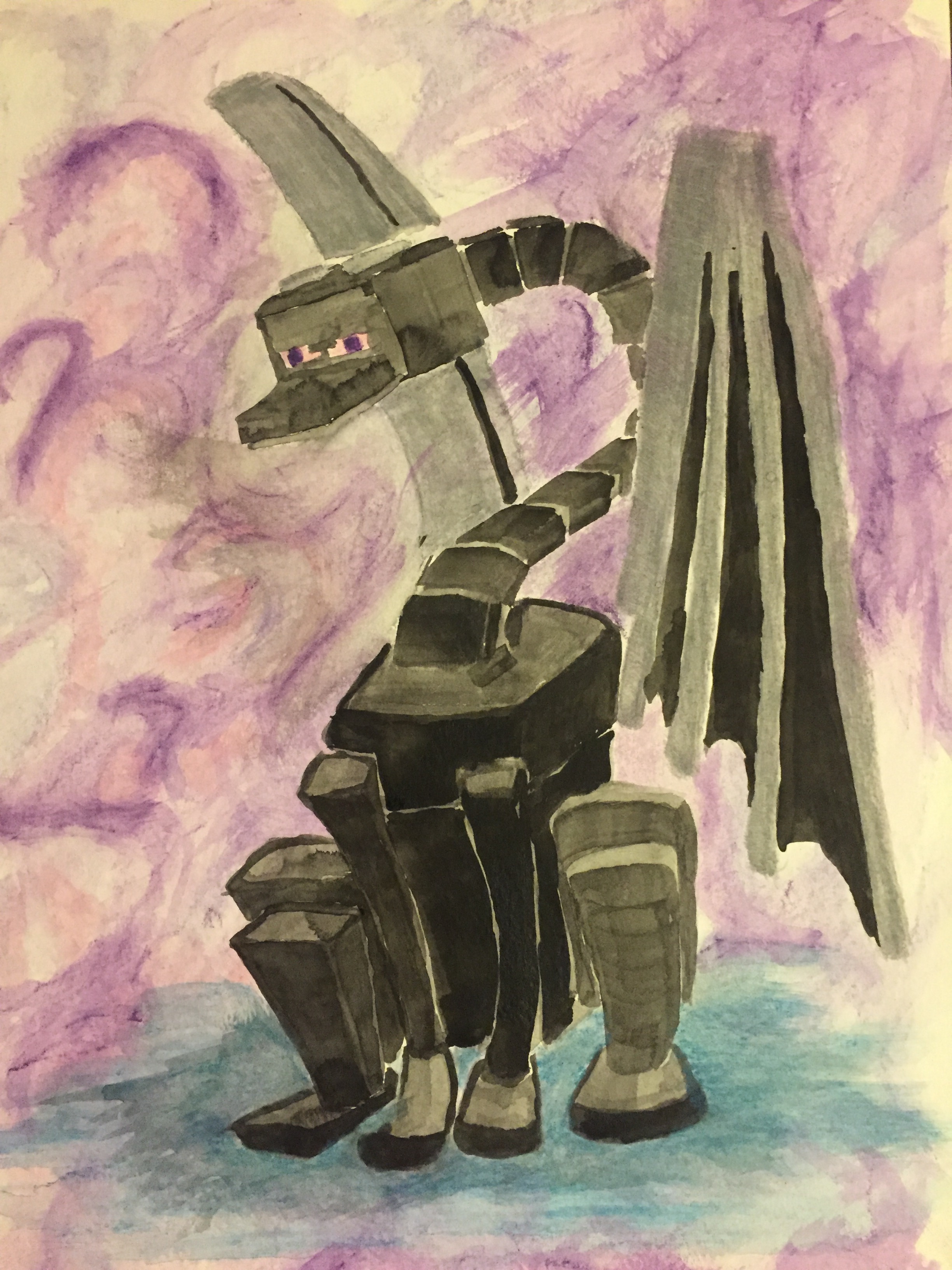 2448x3264 Enderdragon In Watercolor. The Society Of The Coastal Port Lantern - Minecraft Watercolor