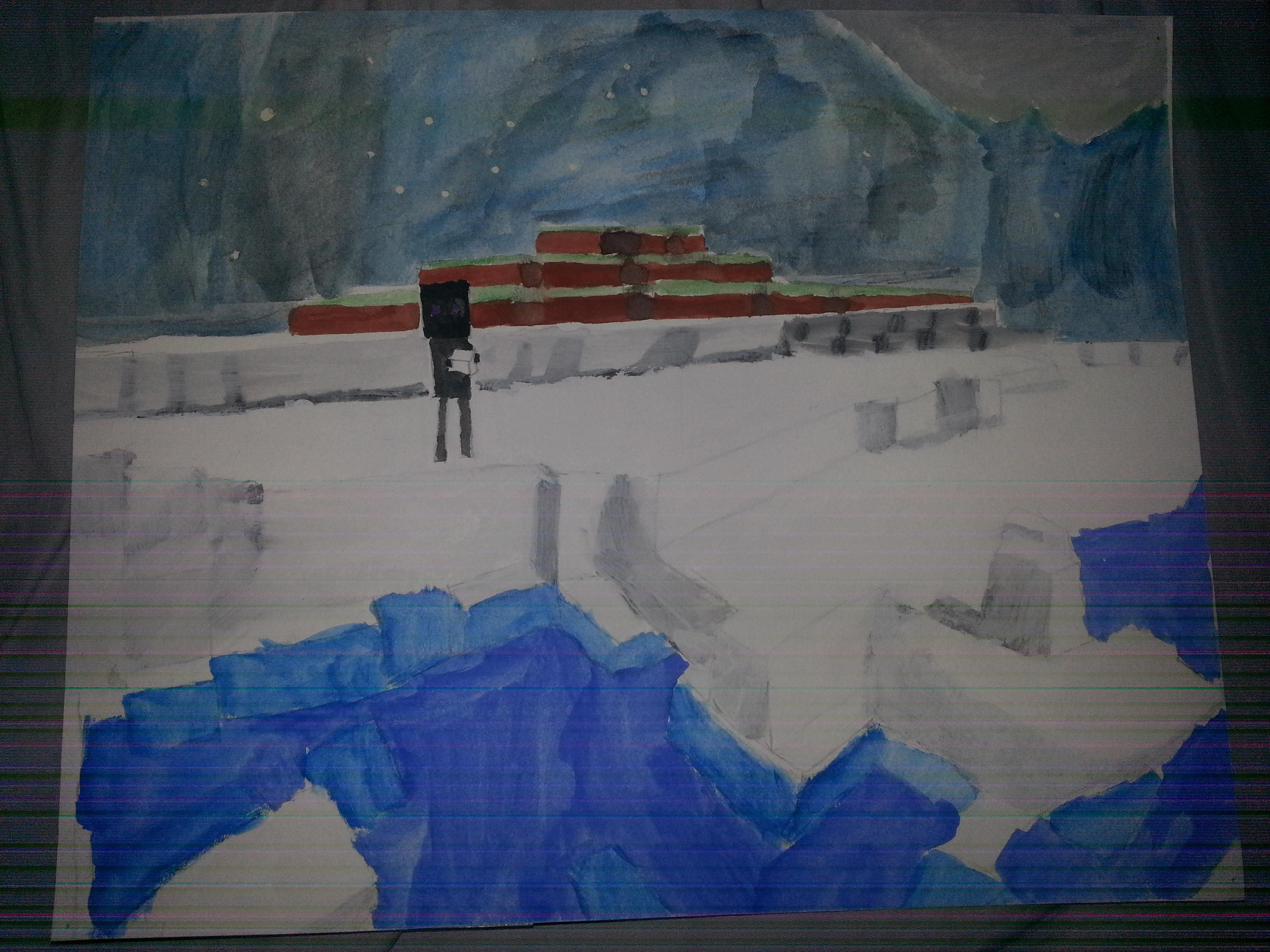 3264x2448 Enderman In The Snow (Watercolor) Minecraft - Minecraft Watercolor