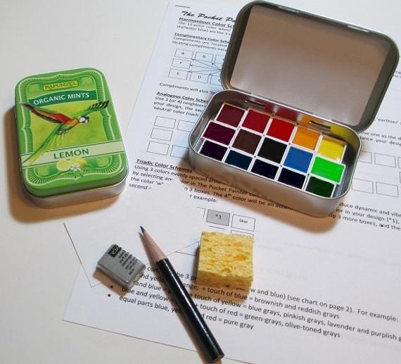 570x517 Limited Edition Mini Watercolor Palette Parrot Design Etsy - Mini Watercolor