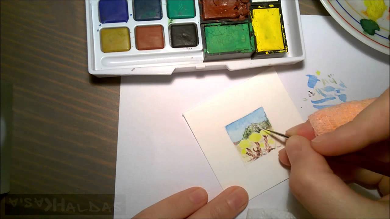 1280x720 Tiny Spring 08 04 2015 [Miniature Watercolor Series, Painting 2 - Mini Watercolor