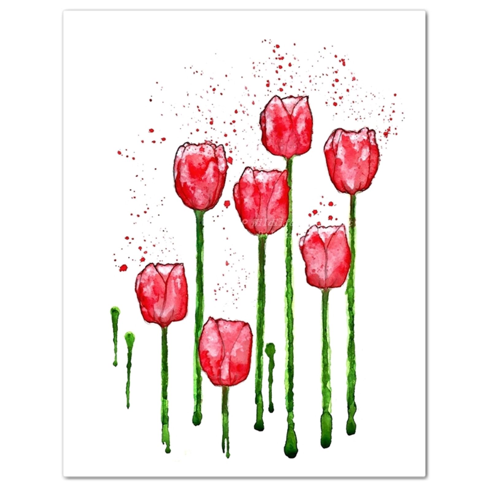 1600x1600 Red Tulips Minimalist Watercolor Art Print Wildlife Gardener Art - Minimalist Watercolor