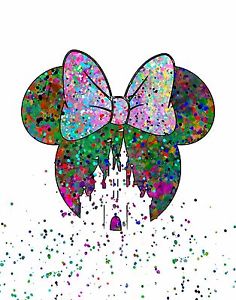 236x300 Inspired By Minnie Mouse Watercolor Splatter Silhouette Art Print - Minnie Mouse Watercolor