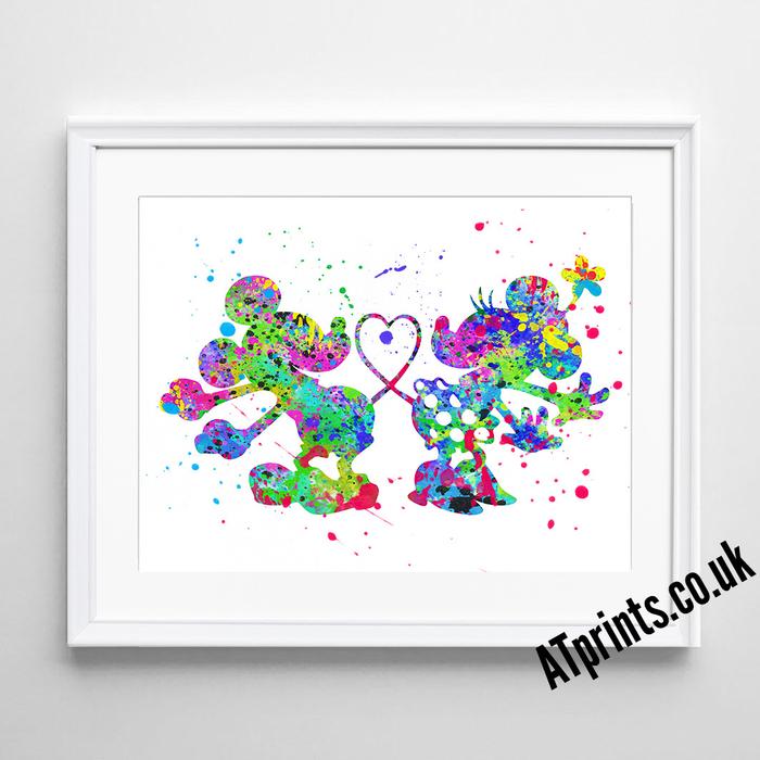 700x700 Mickey Amp Minnie Mouse Watercolour Art Print Atprints - Minnie Mouse Watercolor