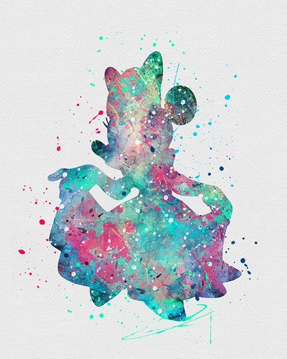 576x720 Minnie Mouse 3 Watercolor Art Print Illustration - Minnie Mouse Watercolor