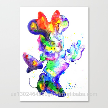 350x350 Minnie Mouse Artwork. Original Watercolor Art Print On Canvas - Minnie Mouse Watercolor
