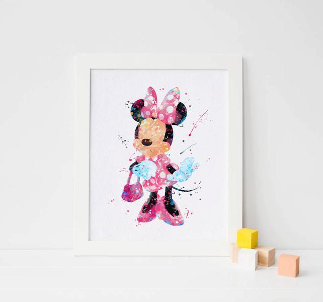 642x600 Minnie Mouse Wall Art Minnie Watercolor Minnie Mouse Print Etsy - Minnie Mouse Watercolor