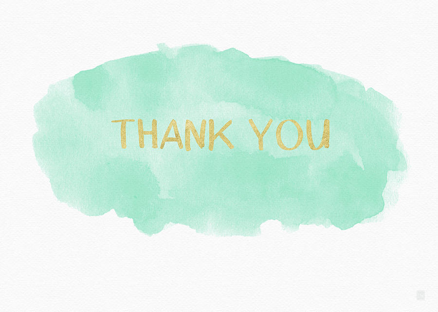 900x642 Mint And Gold Watercolor Thank You Art By Linda Woods Painting By - Mint Watercolor