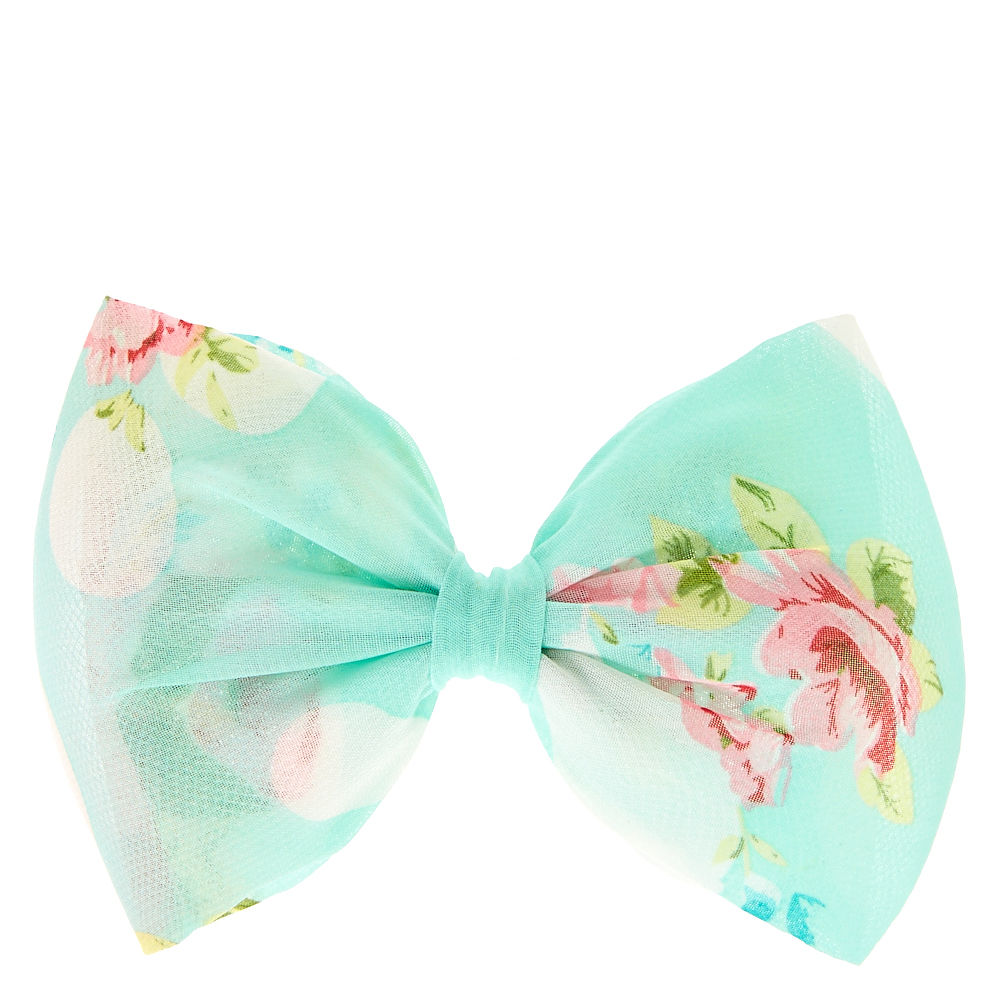 1000x1000 Mint Watercolor Floral Mesh Bow Hair Clip Icing Us - Mint Watercolor