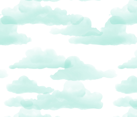 470x403 Translucent Clouds - Mint Watercolor